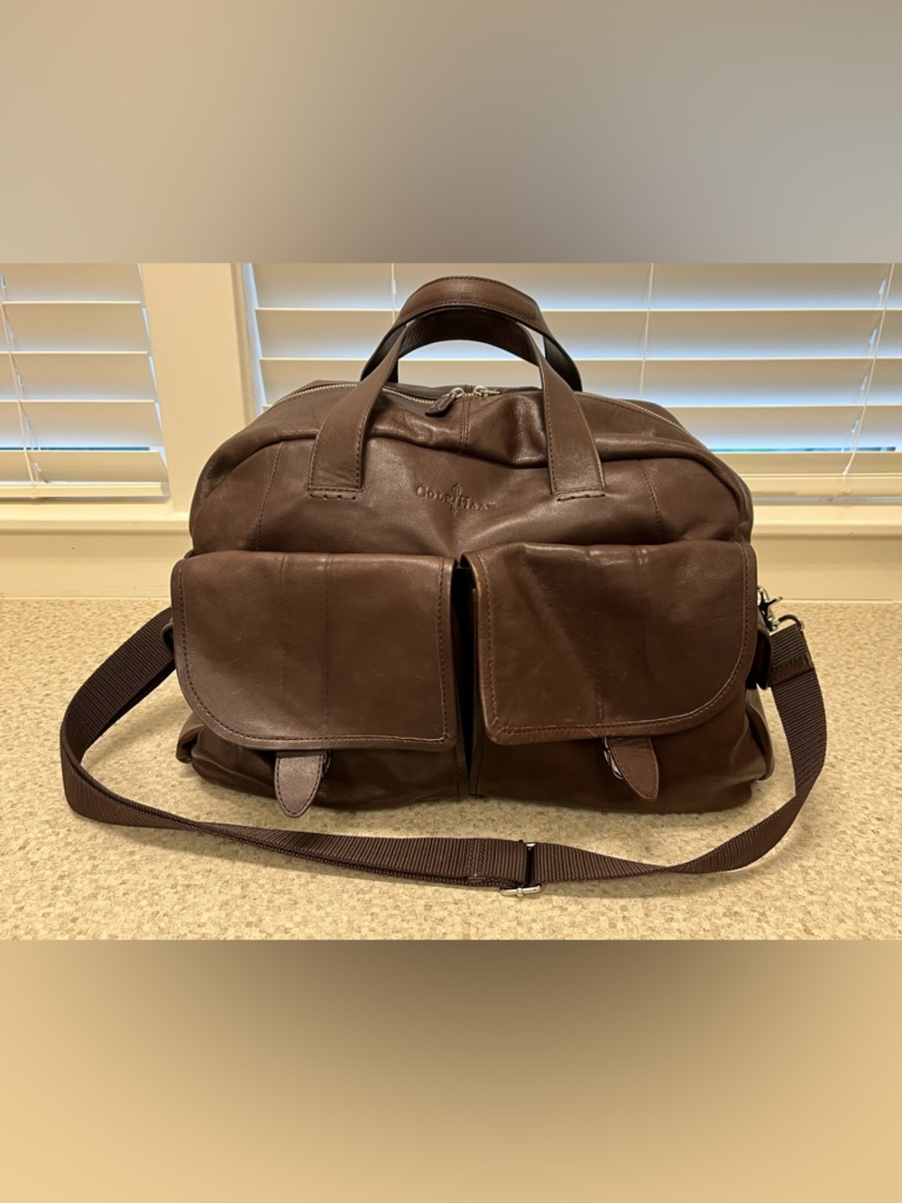 Cole Haan Leather Weekender Duffle Bag
